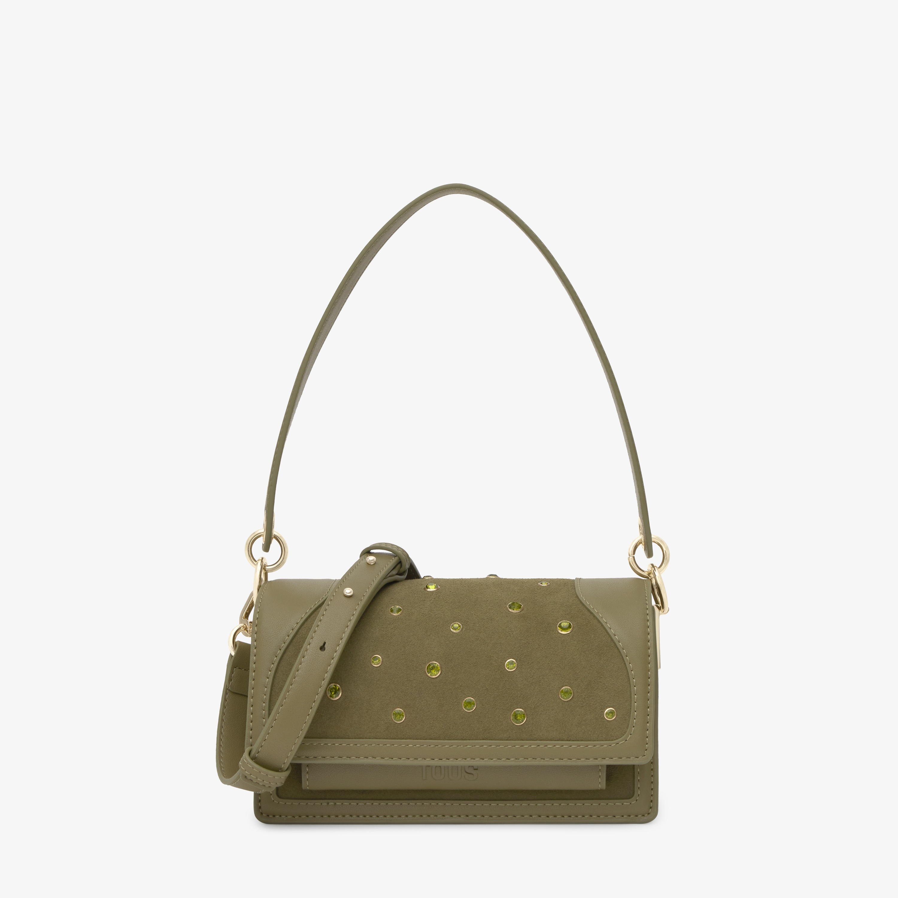 Bandolera pequeña verde oliva Audree Strass