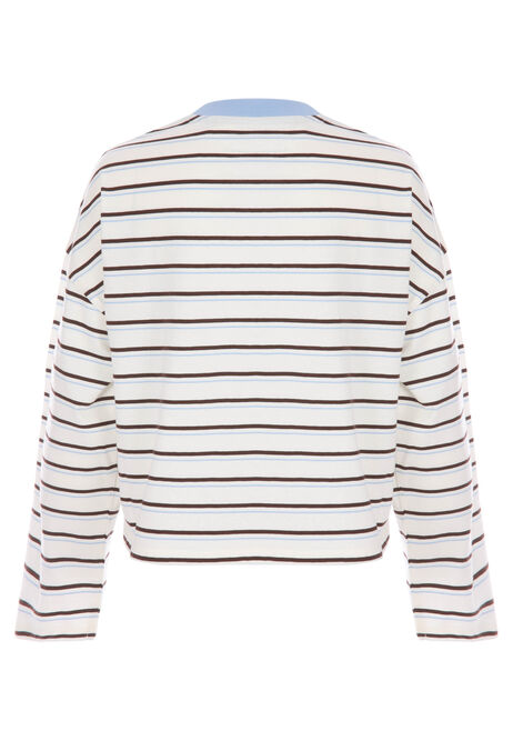 Older Girls Brown Stripe Cotton Top