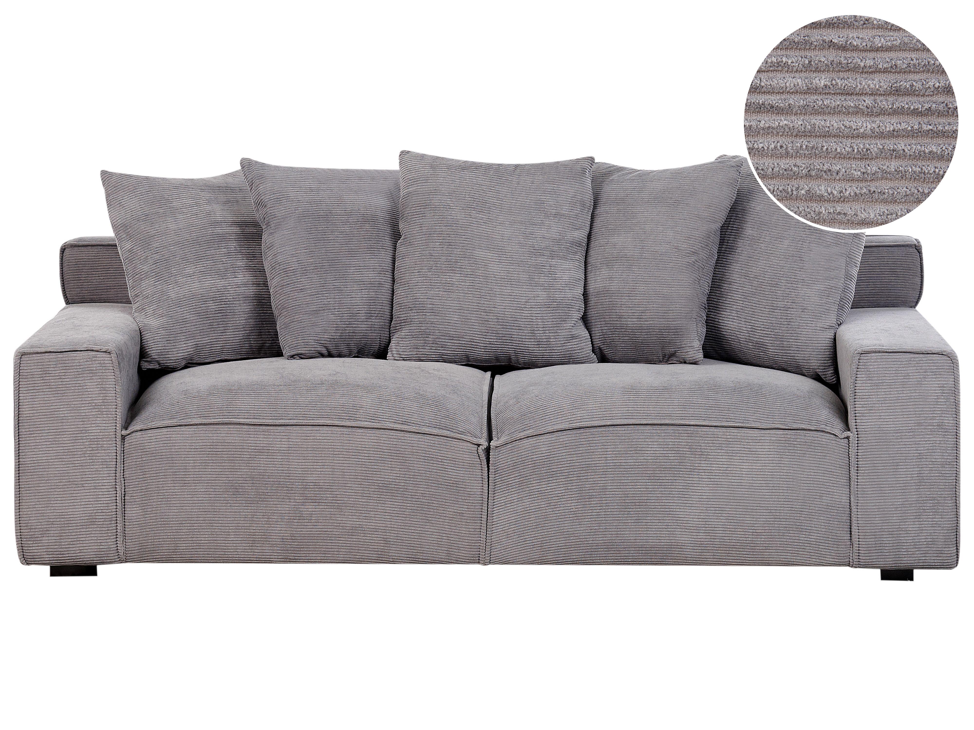 Sofa 3 Seater VISKAN Corduroy Dark Grey