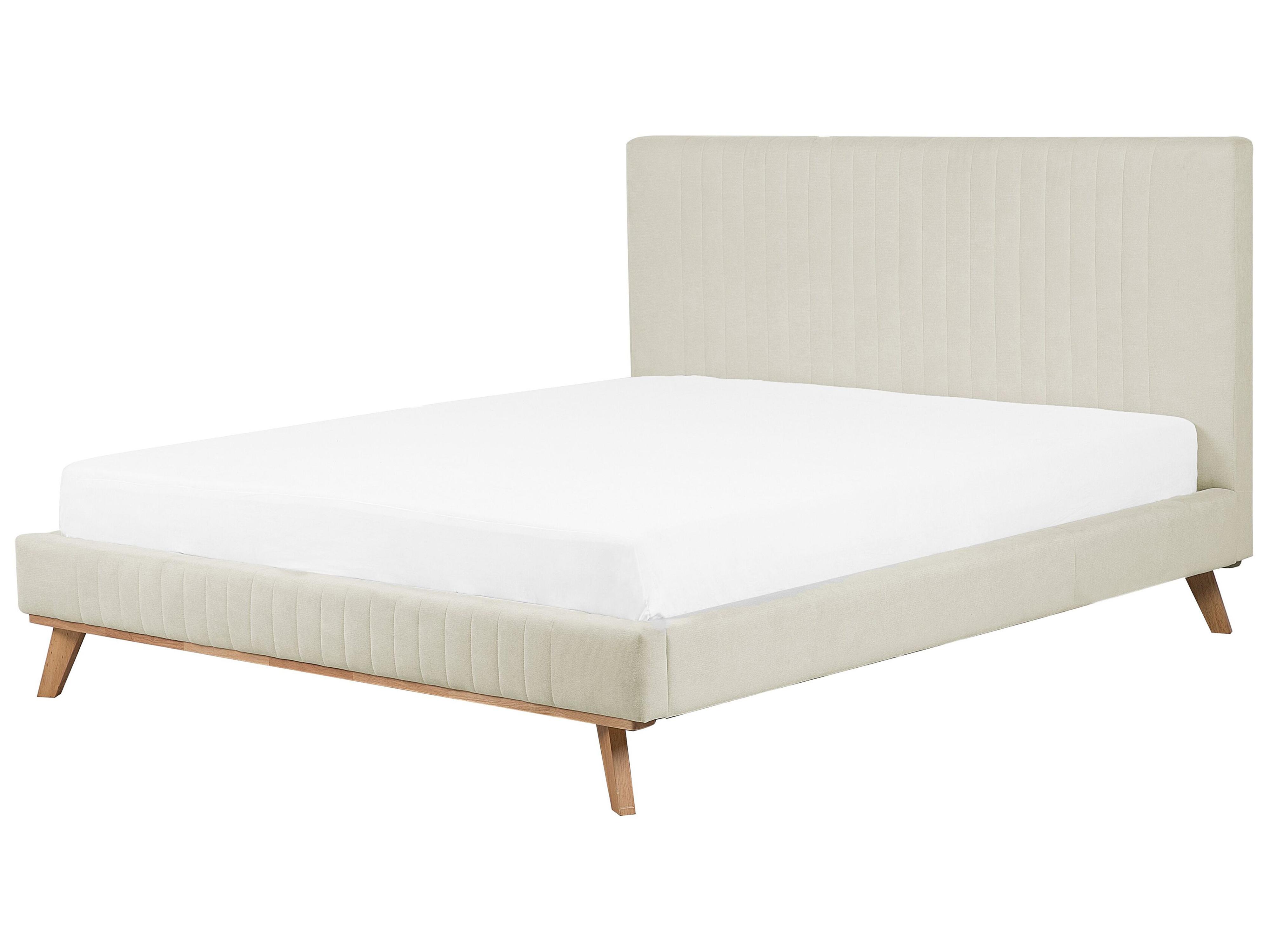 Bed Chenille TALENCE 160 x 200 cm (EU King Size) Light Beige