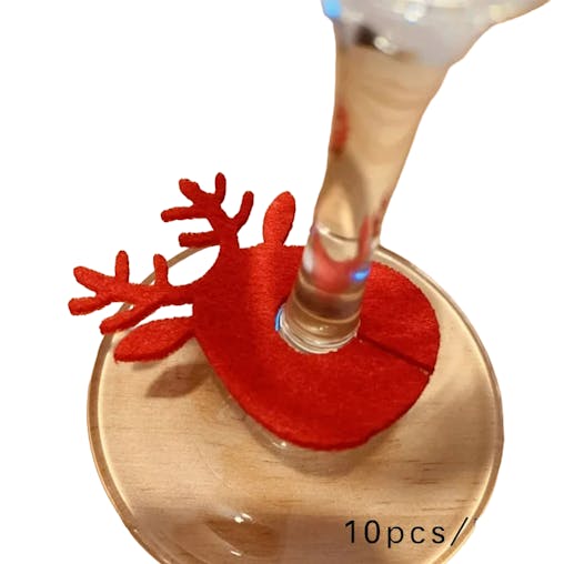 NNEOBA Christmas Felt Wine Glass Rings - Set of 10