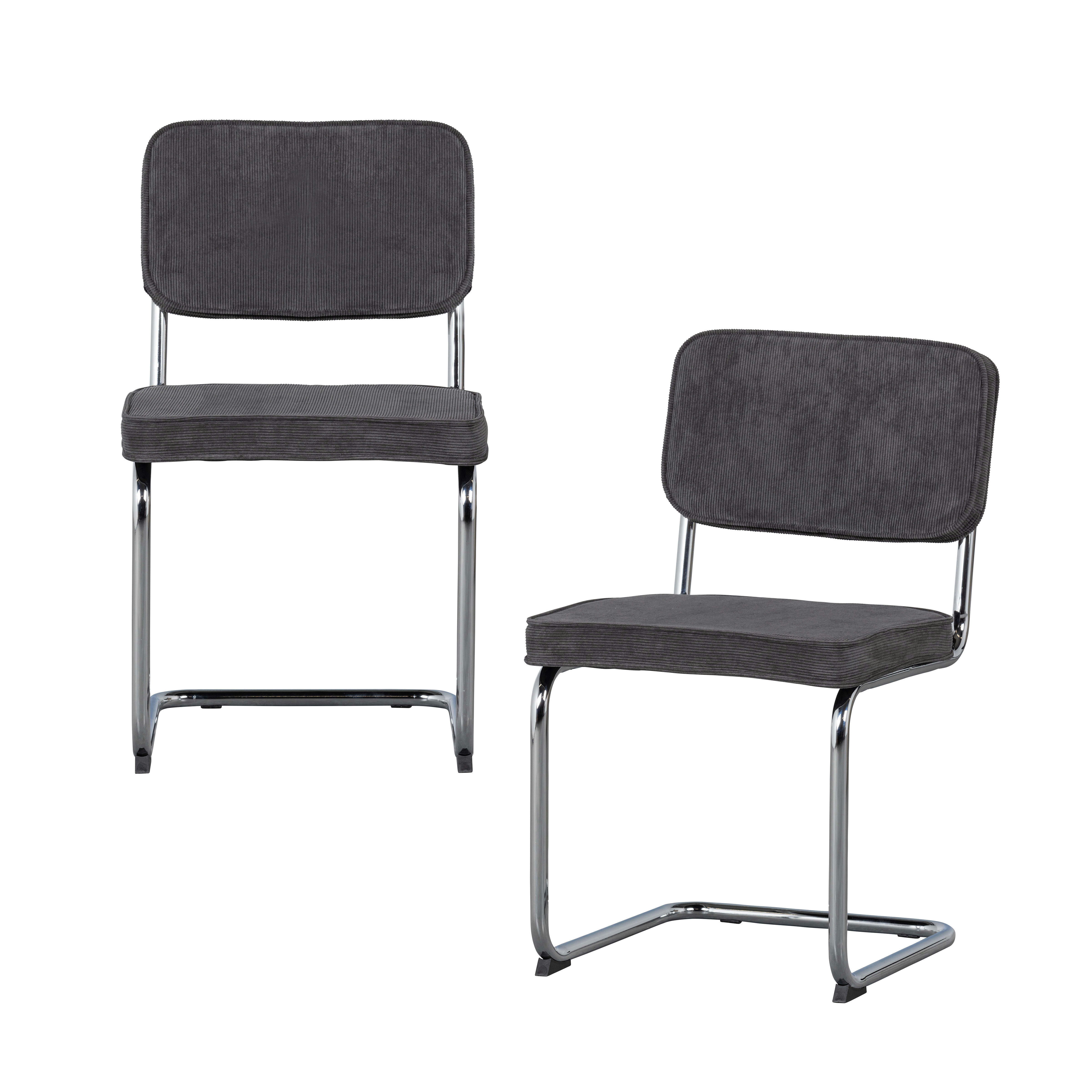 CORDUROY - Lot de 2 Chaises de salle á manger tissu côtelé