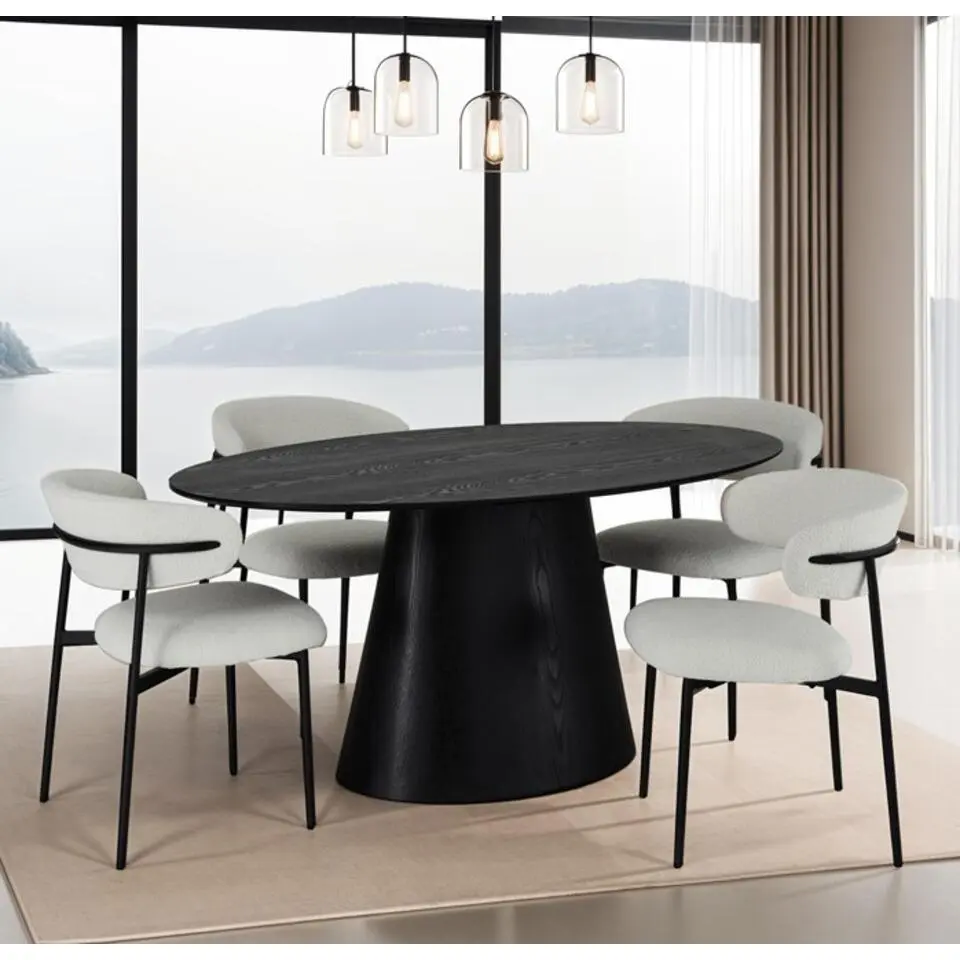 Eettafel Ovaal 160cm - Zwart Eikenhout - 4-6 Personen - Tango