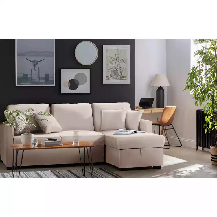 Habitat Reagan RH Storage Corner Chaise Sofa Bed - Charcoal