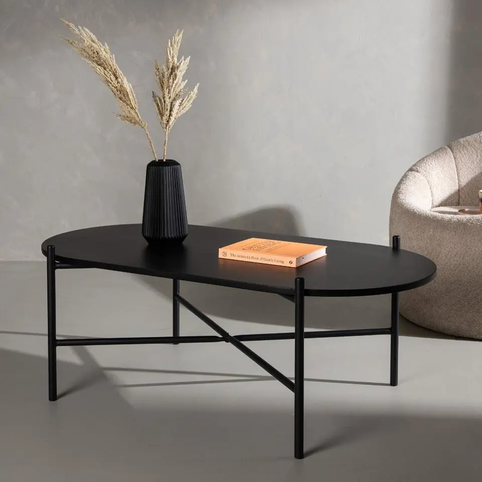 Salontafel Zwart Hout - 120x66x45cm - Pueblo