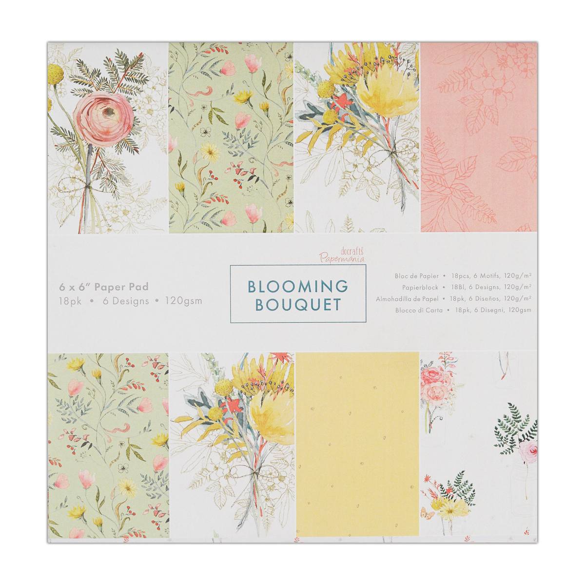 Papermania Blooming Bouquets Paper Pad 6 x 6 Inches 18 Sheets