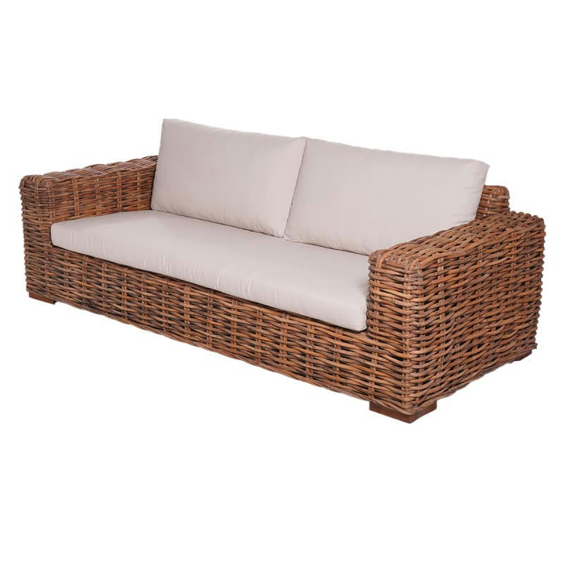 ELEA - Salon 6 places en rotin tressé naturel marron