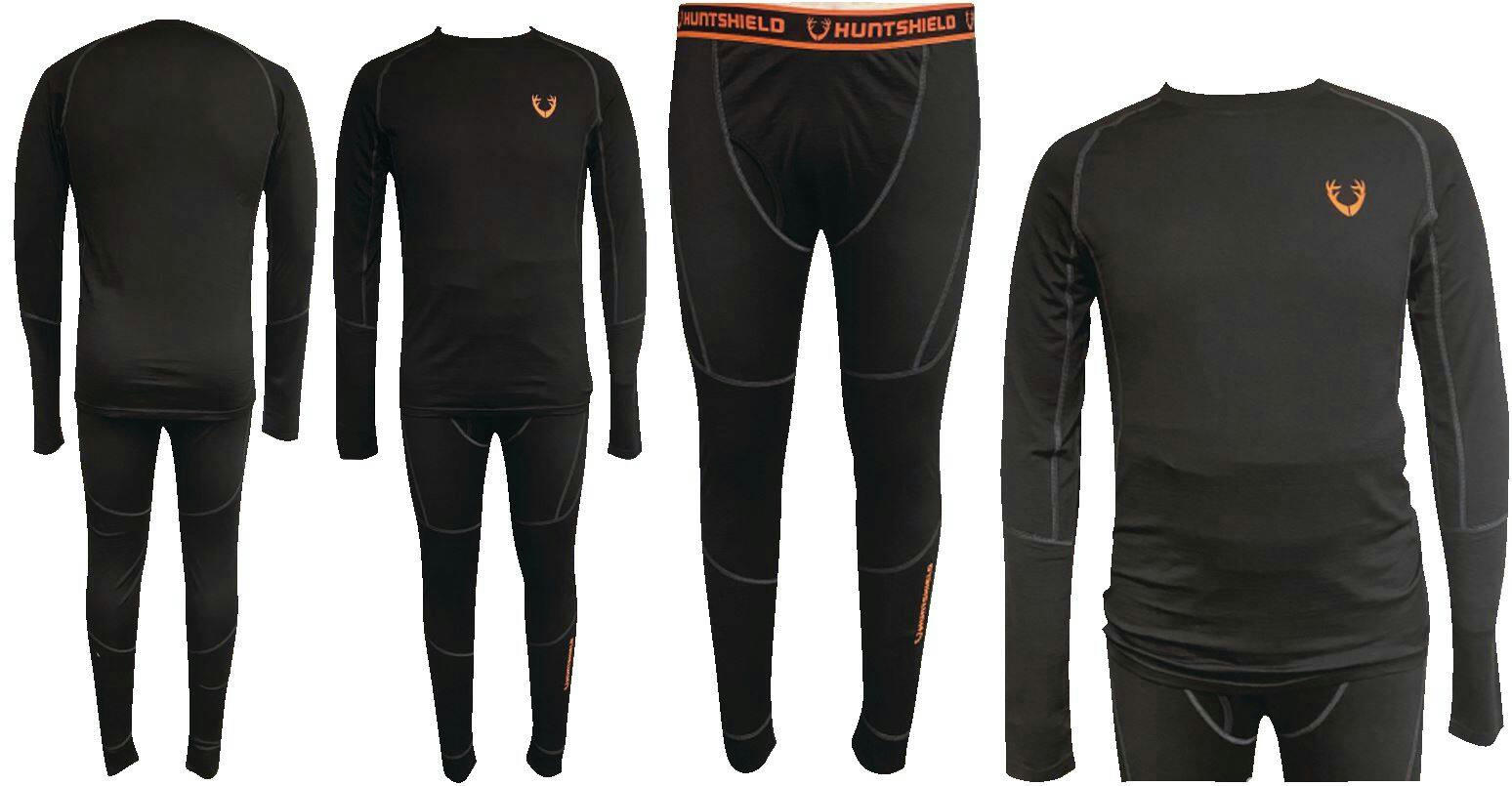 Huntshield Men's Merino Base Layer Moisture-Wicking Pants for Hunting/Fishing/Hiking, Black