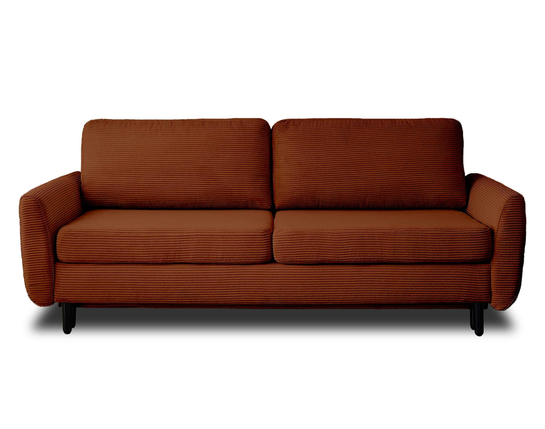 DAN - Canapé droit convertible 3 places en velours côtelé terracotta