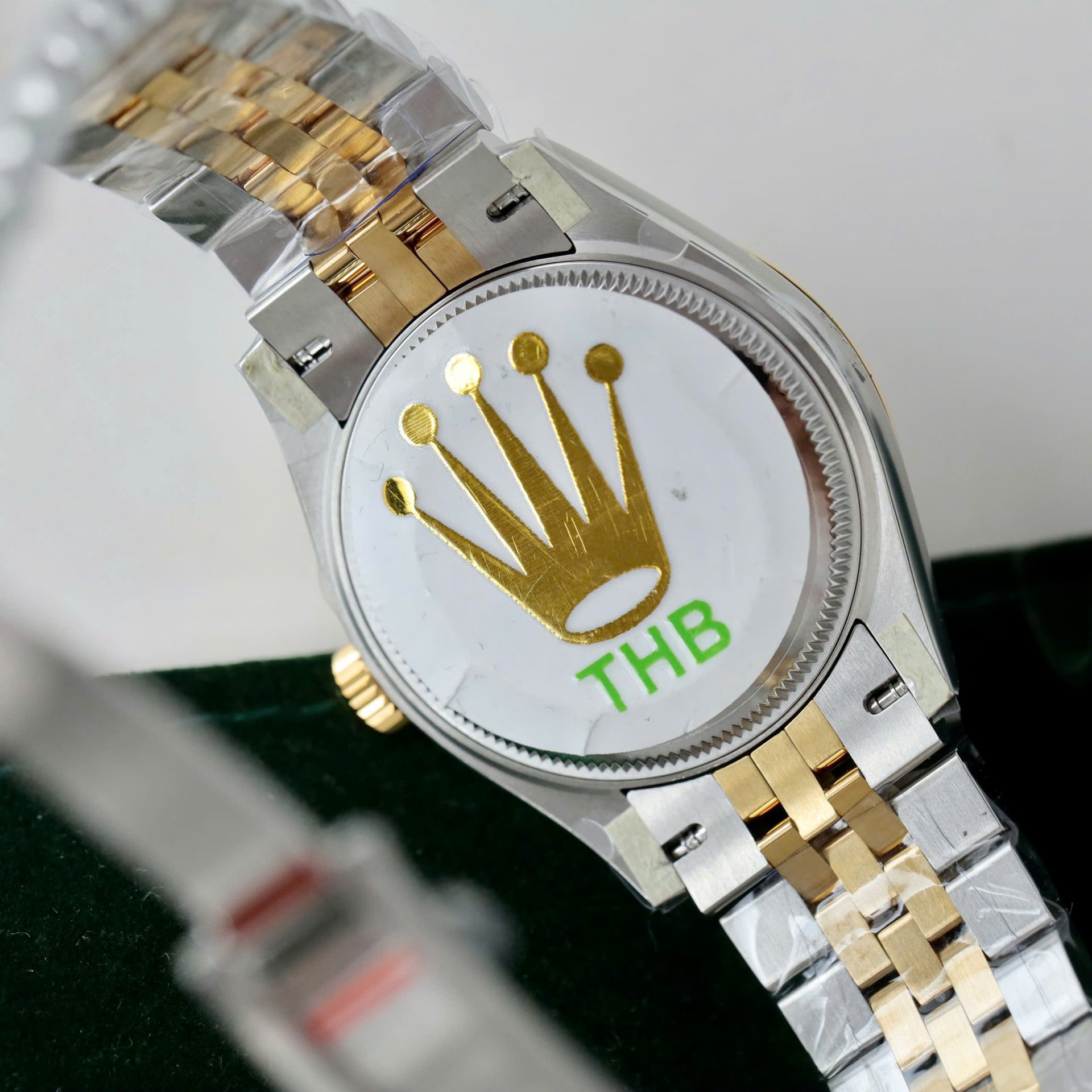 Rolex Datejust SS/YG Plated Green Dial CZ Diamonds 31mm Jub Replica