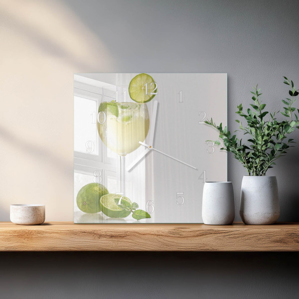 Zegar ścienny 30x30 Wapno cichy mechanizm salon