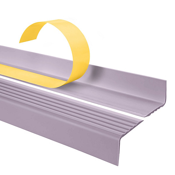 10x Nez de marche PVC antidérapant 40x25 mm QUEST, profil autocollant avec rainures, 100 cm, violet