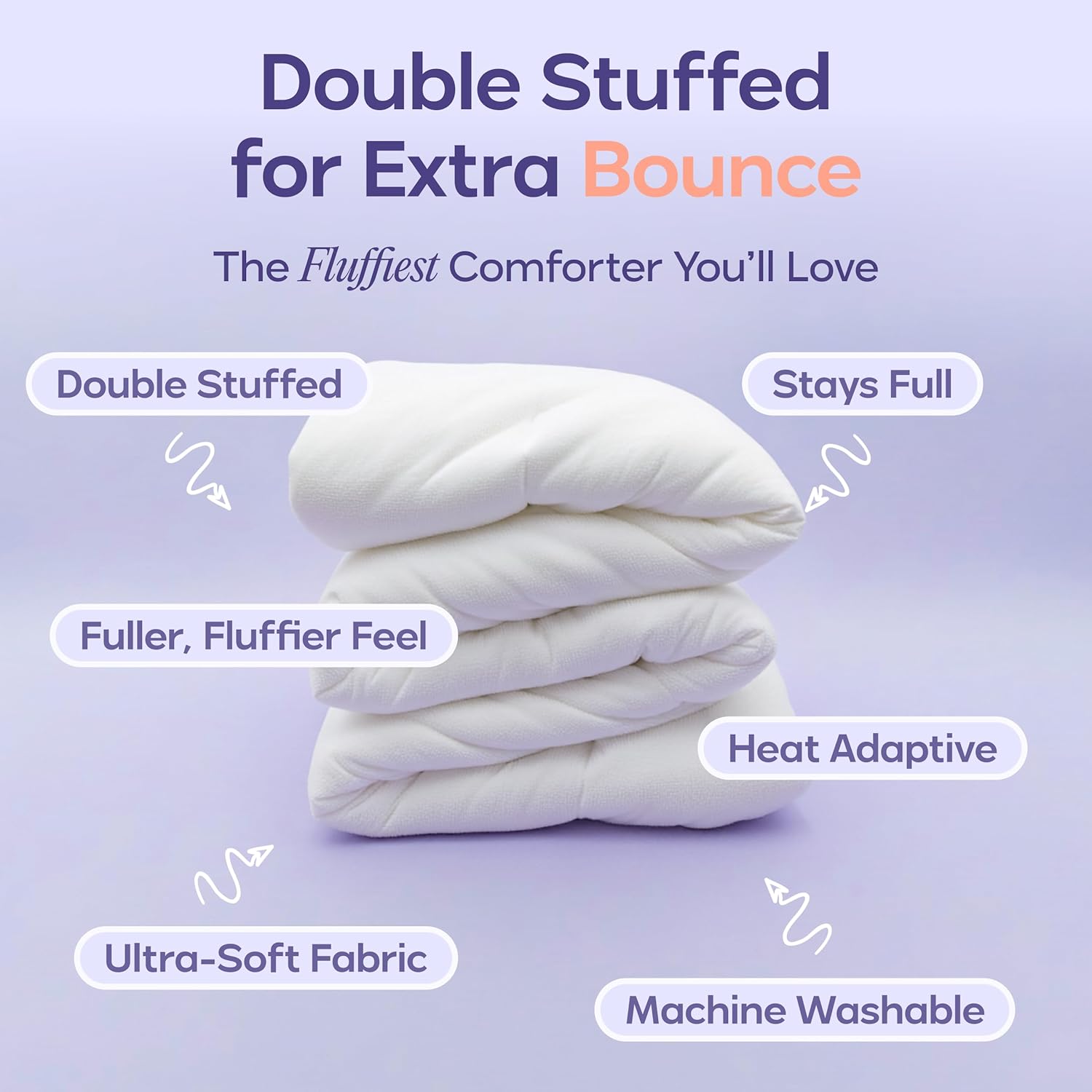 Mellow Marshmellow Comforter King/Cal King - Extra Fluffy Double-Stuffed Down Alternative Duvet Insert, All-Season Temperature-Balancing, Oeko-TEX Class I Fabric, Box-Stitch, Machine Washable