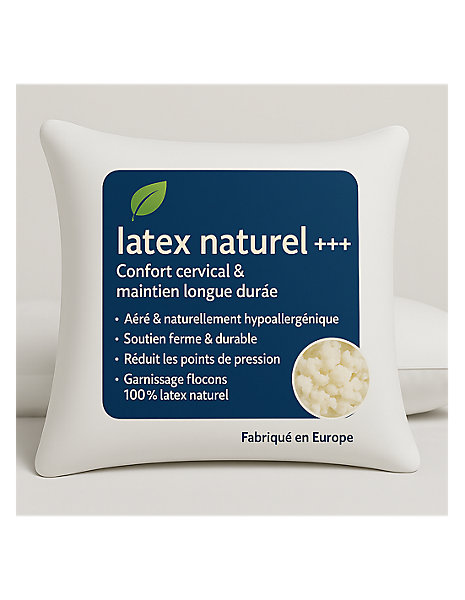 OREILLER 60x60 CONFORT en LATEX NATUREL SOUPLE et MOELLEUX OREILLER en MOUSSE d