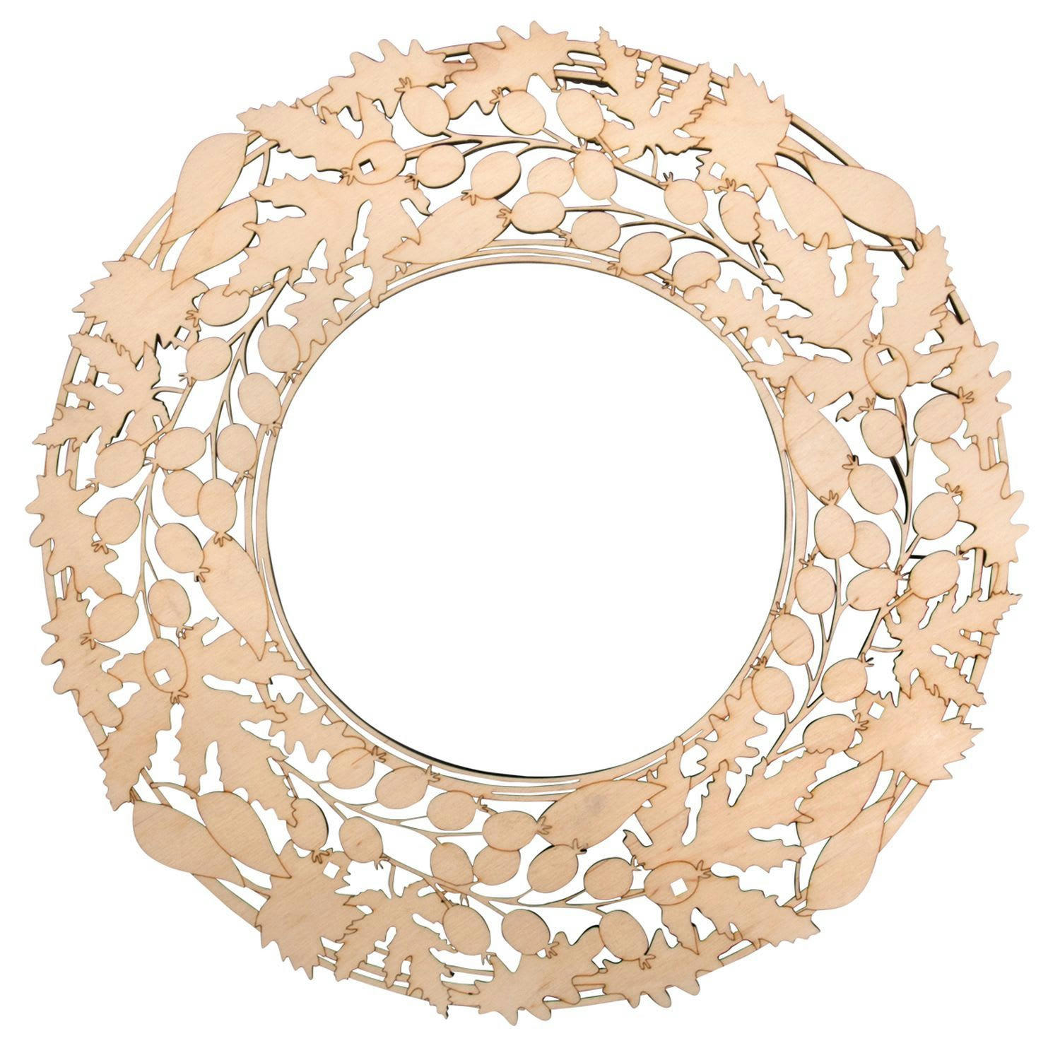 - Kit Couronne en bois à faire soi-même - feuilles et baies Effet 3D -