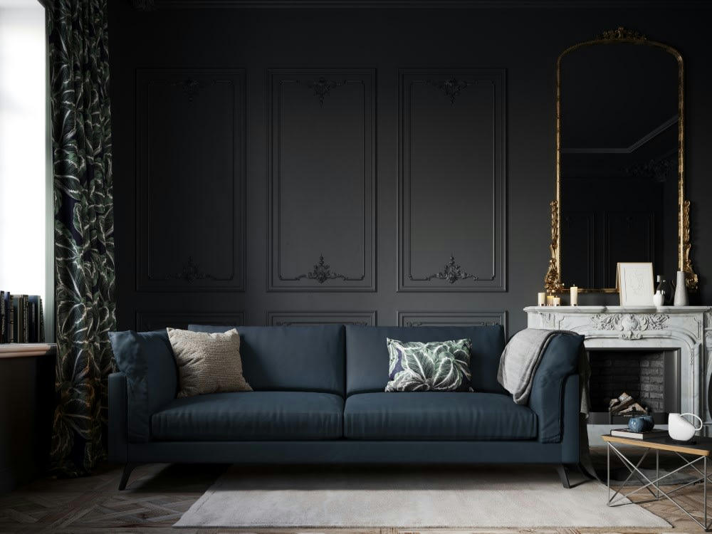 CAMILLE - Canapé 3 places en cuir bleu