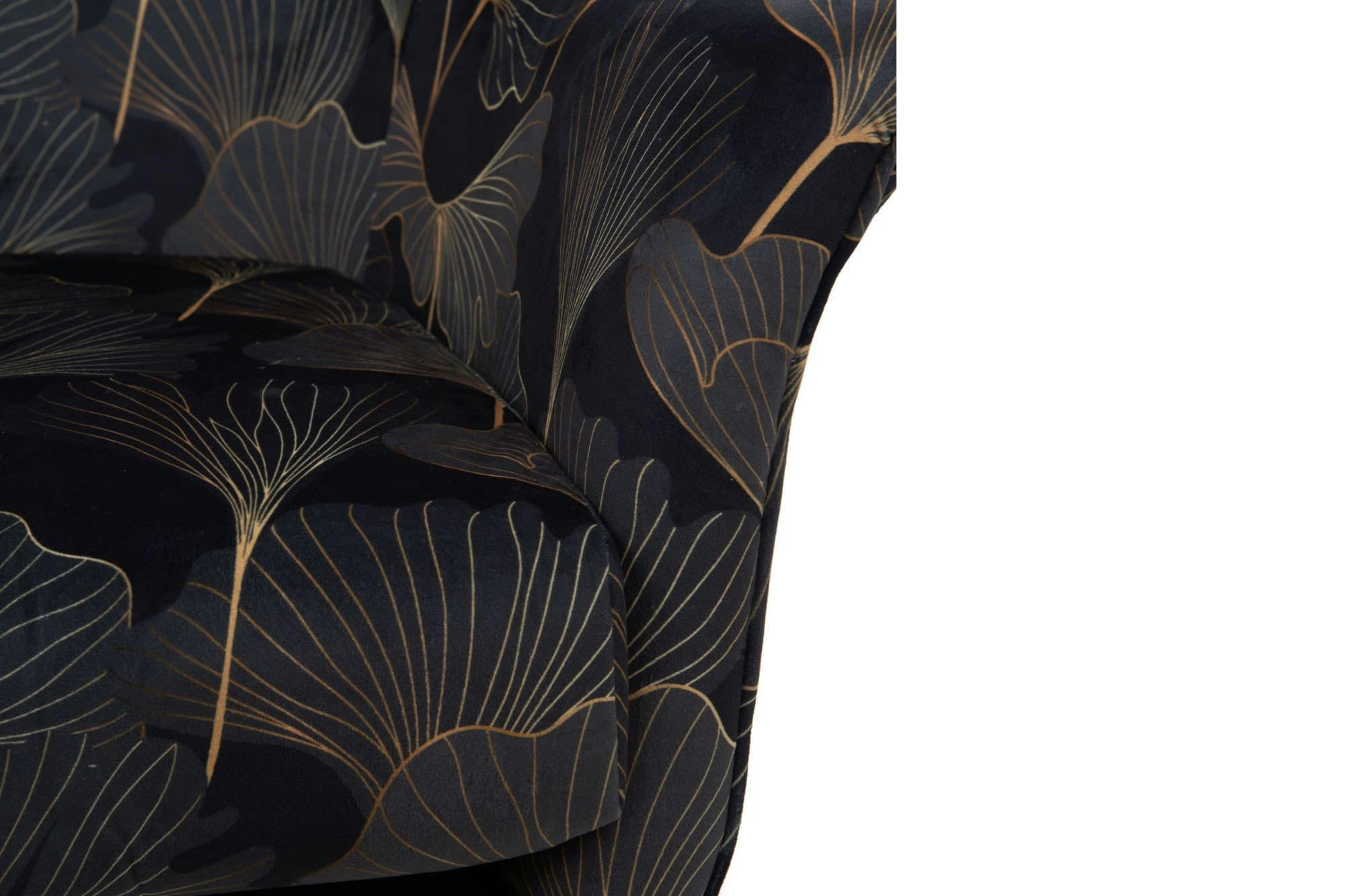 NOAH - Fauteuil en velours peau de pêche aux motifs fleuris