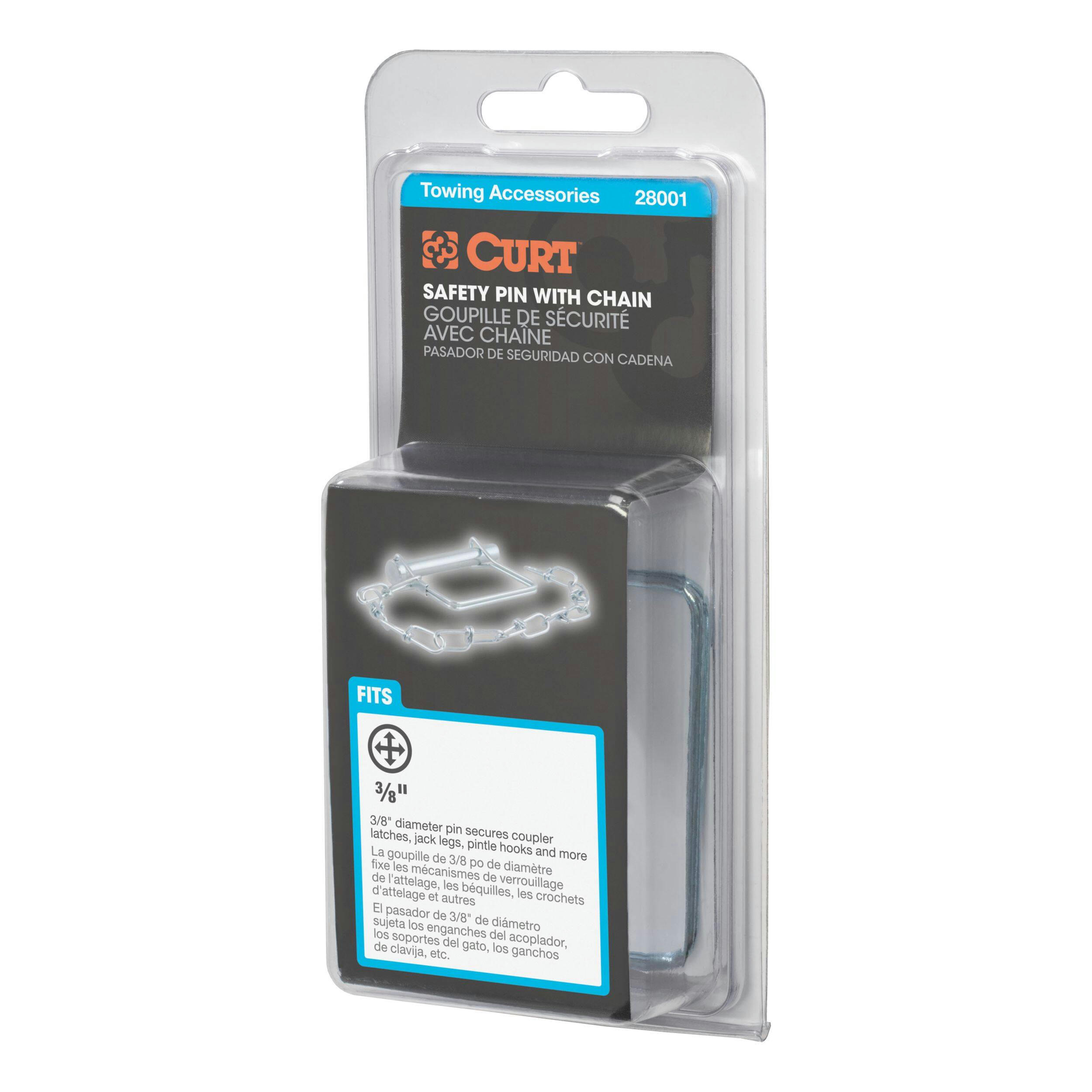 CURT 3/8-in Safety Pin with 12-in Chain (2-3/4-in Pin Length, Packaged)