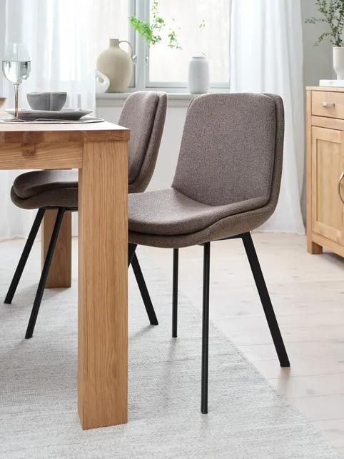 Spisebordsstol MELBY lysebrunt stof/sort