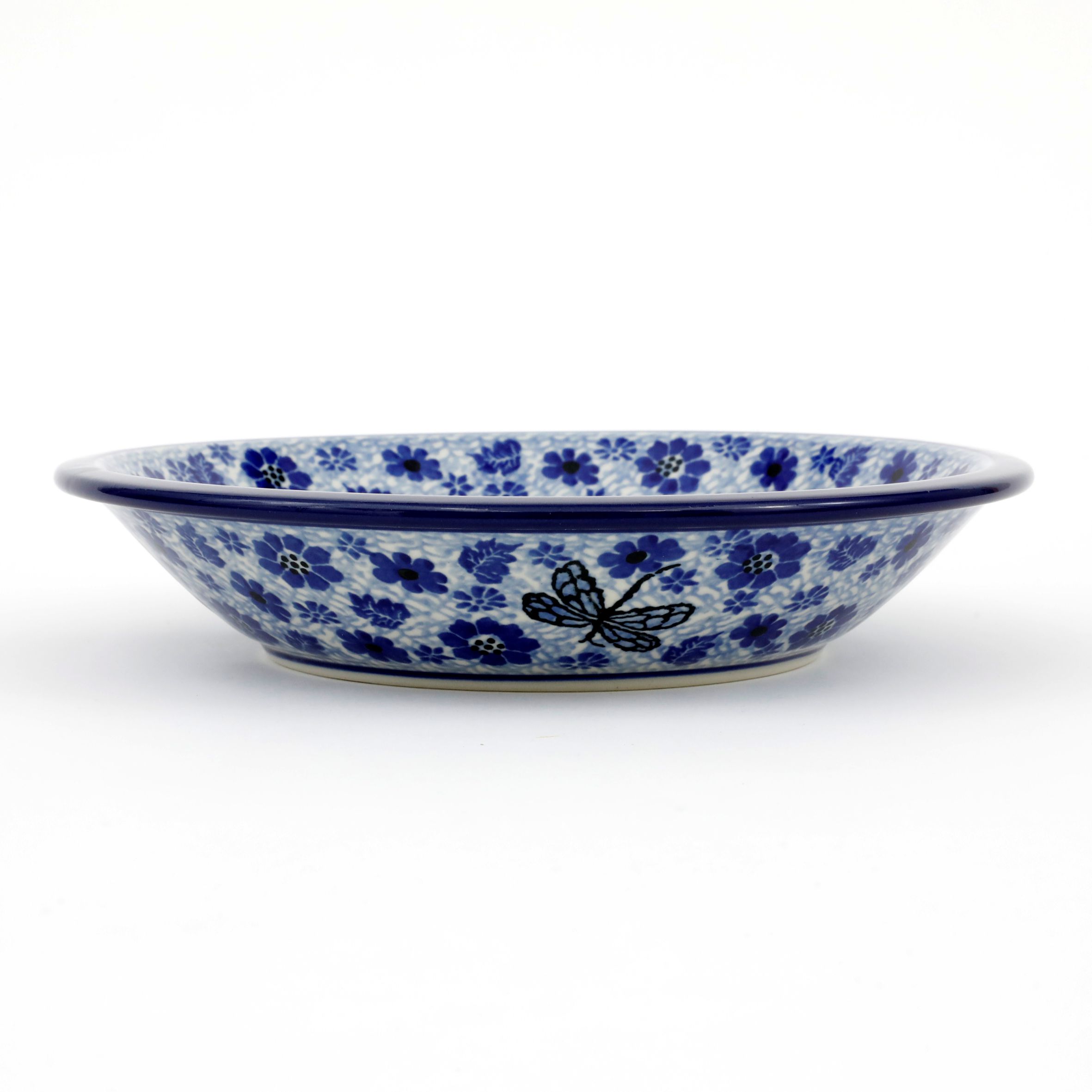 Talerz ceramiczny, głęboki 026 21,5 cm1443X Ważka w kwiatach