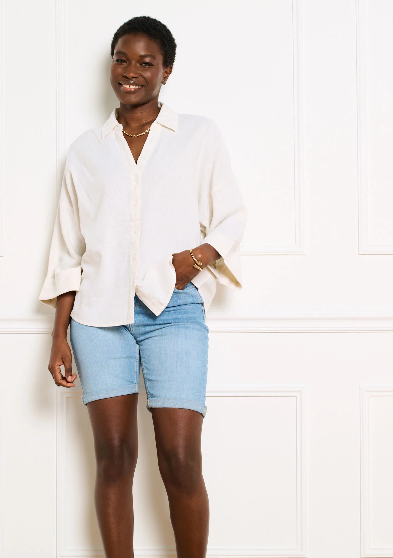 Losvallend shirt met wijde mouwen