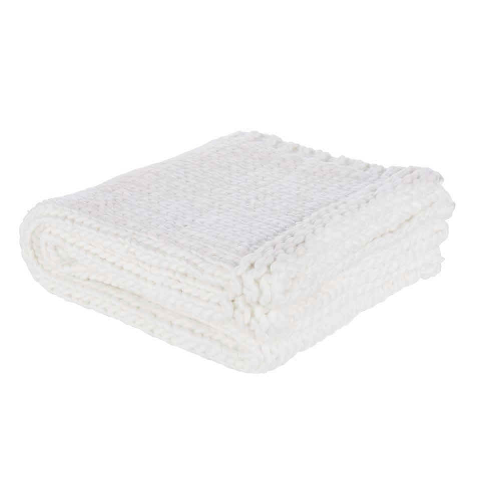 COCONA - Plaid tricoté écru 130x170