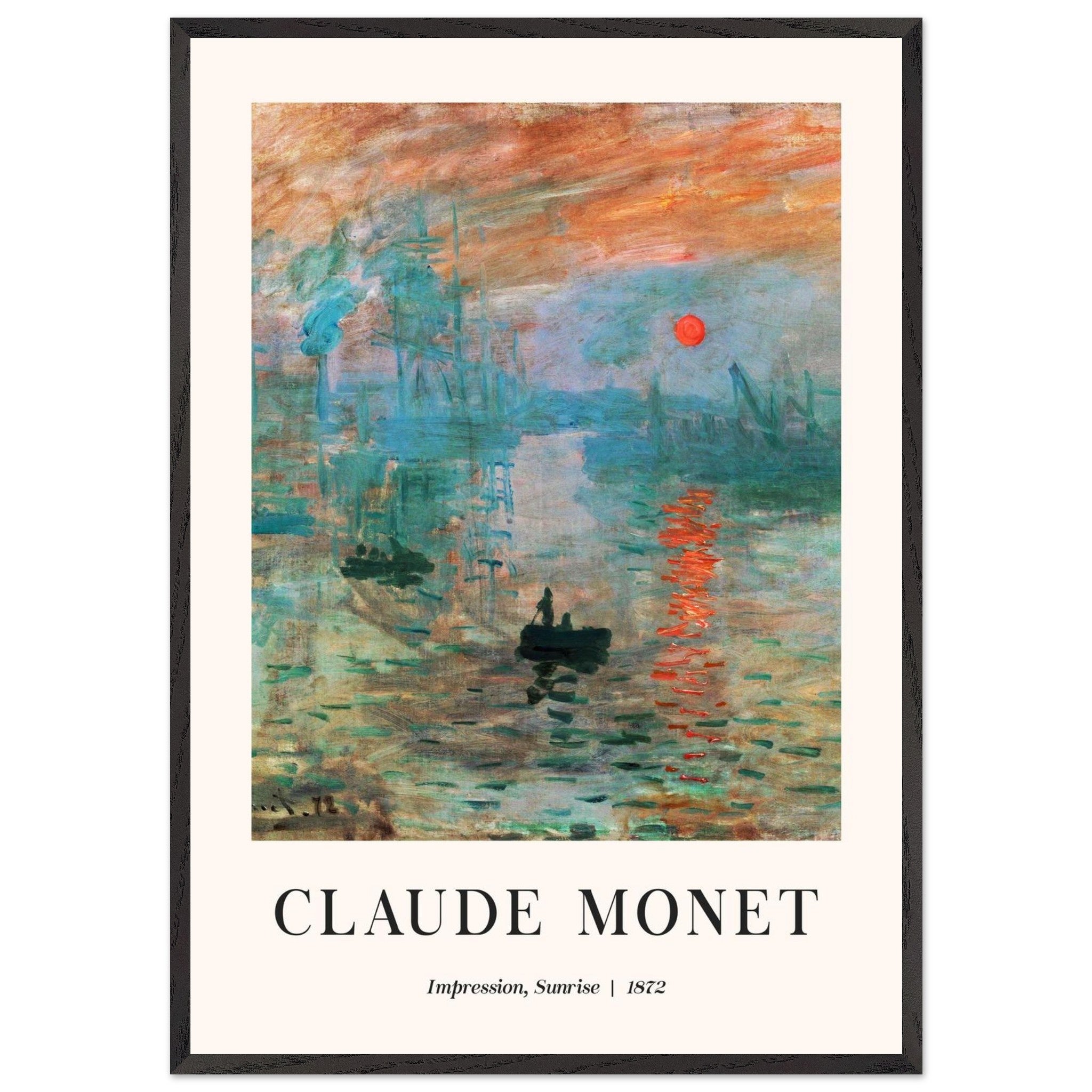 Artfulprints Poster met Lijst Claude Monet - Impression sunrise  - 70x100 cm - Meerkleurig