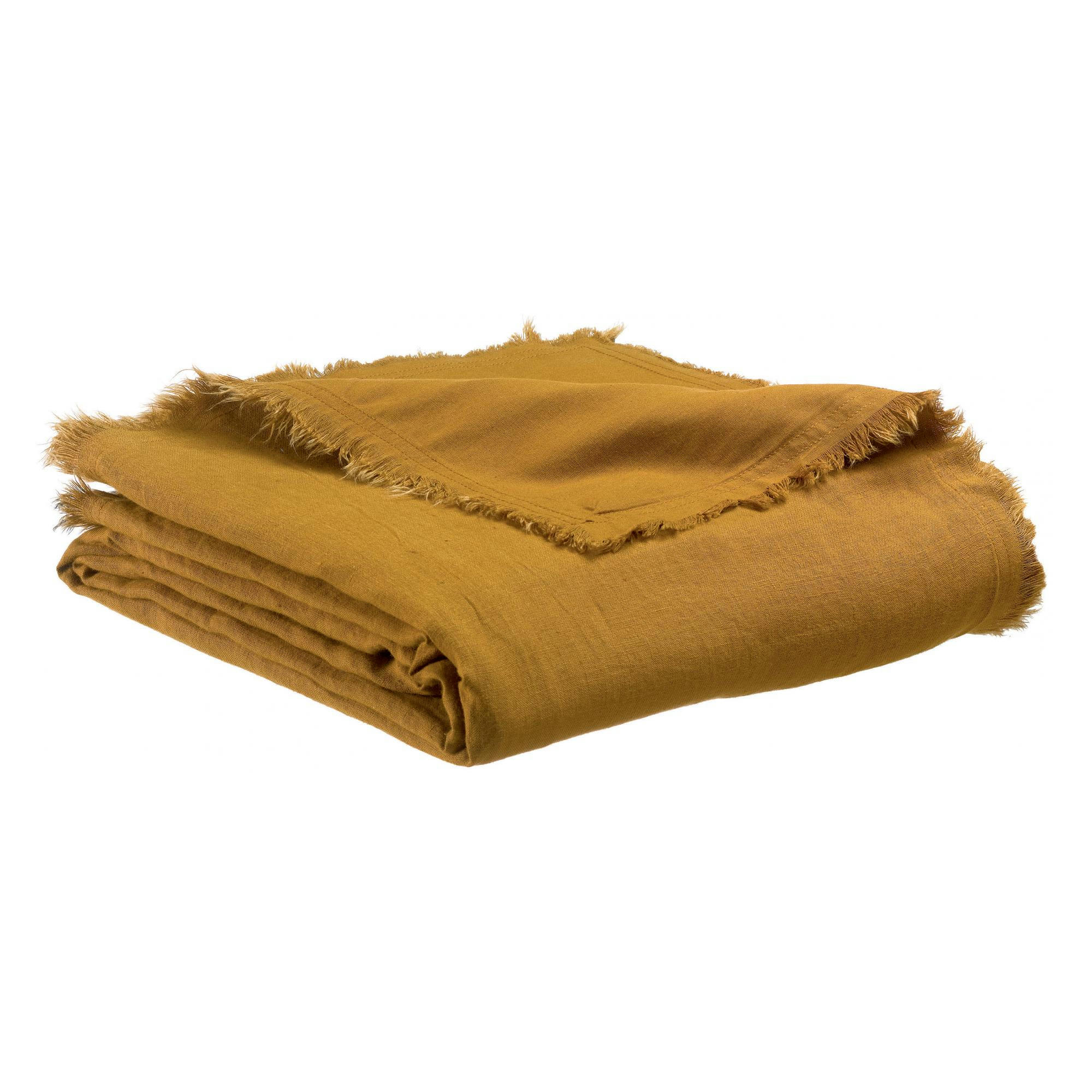 ZEFF - Plaid  Nomade en lin bronze 130 x 180