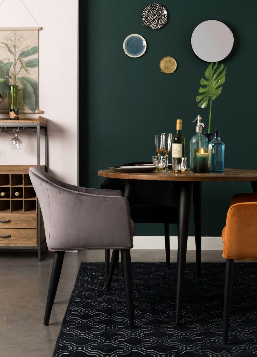 COSY - Fauteuil de table en velours gris