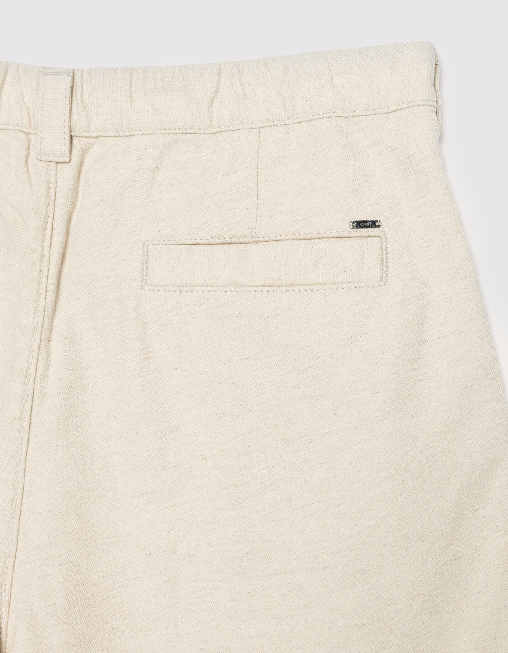 Bermuda beige coton et lin à plis Homme