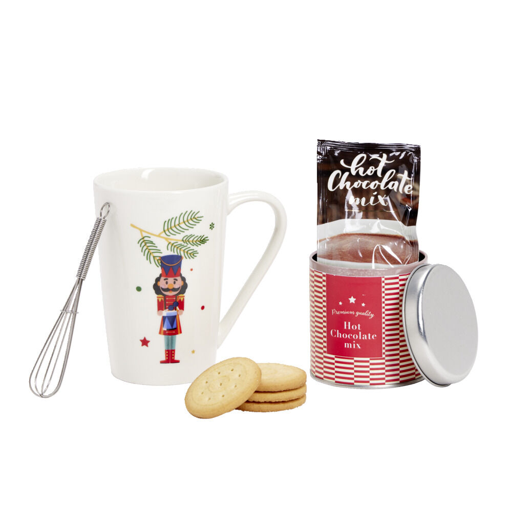 Coffret mug avec accessoires traditionnels chocolat et cookies
