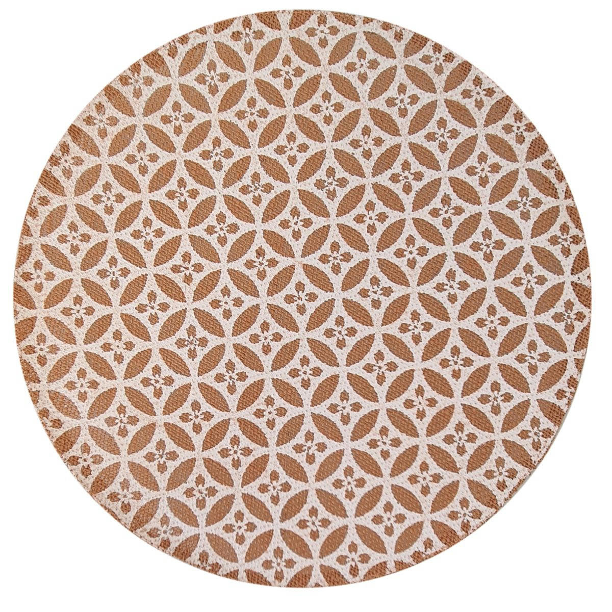 - Set de table rond carreau de ciment jaune et blanc D38cm