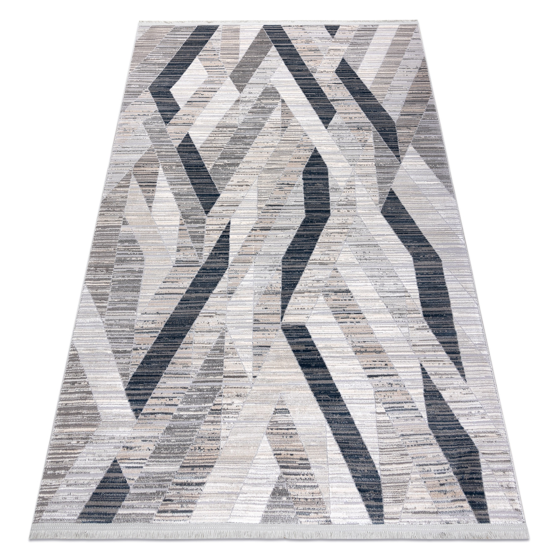 Dywan REBEC nowoczesny frędzle 51166B Geometryczny - dwa 80x150 cm