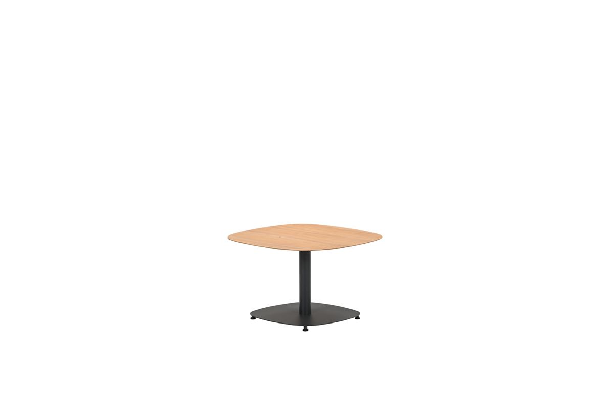 Leon bijzettafel - aluminium - carbon black - light teak look-70x70 cm