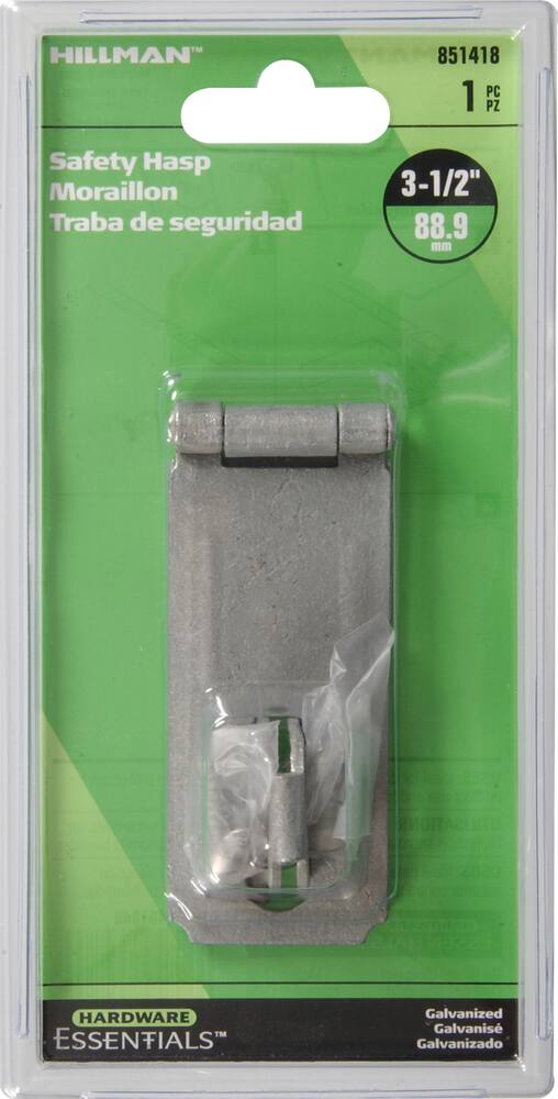 Hillman Fixed Staple Safety Hasp, Galvanized,  3-1/2-in