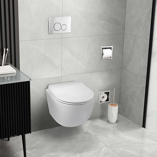 Balneo Plaque de commande WC EXO chrome - plaque encastrée pour bâti-support - double touche 2 fonctions