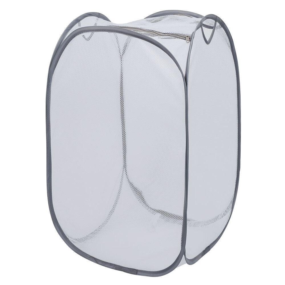 Panier à linge 72L pliable filet gris 38x38xH64cm