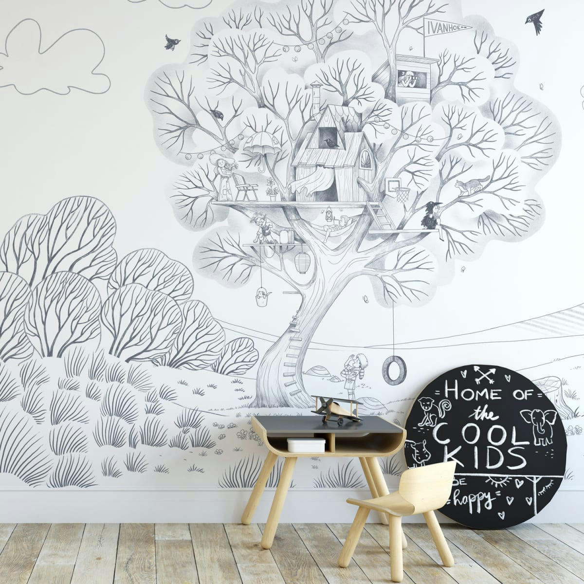 - Papier peint panoramique enfant cabane en plein air 525 x 250 cm