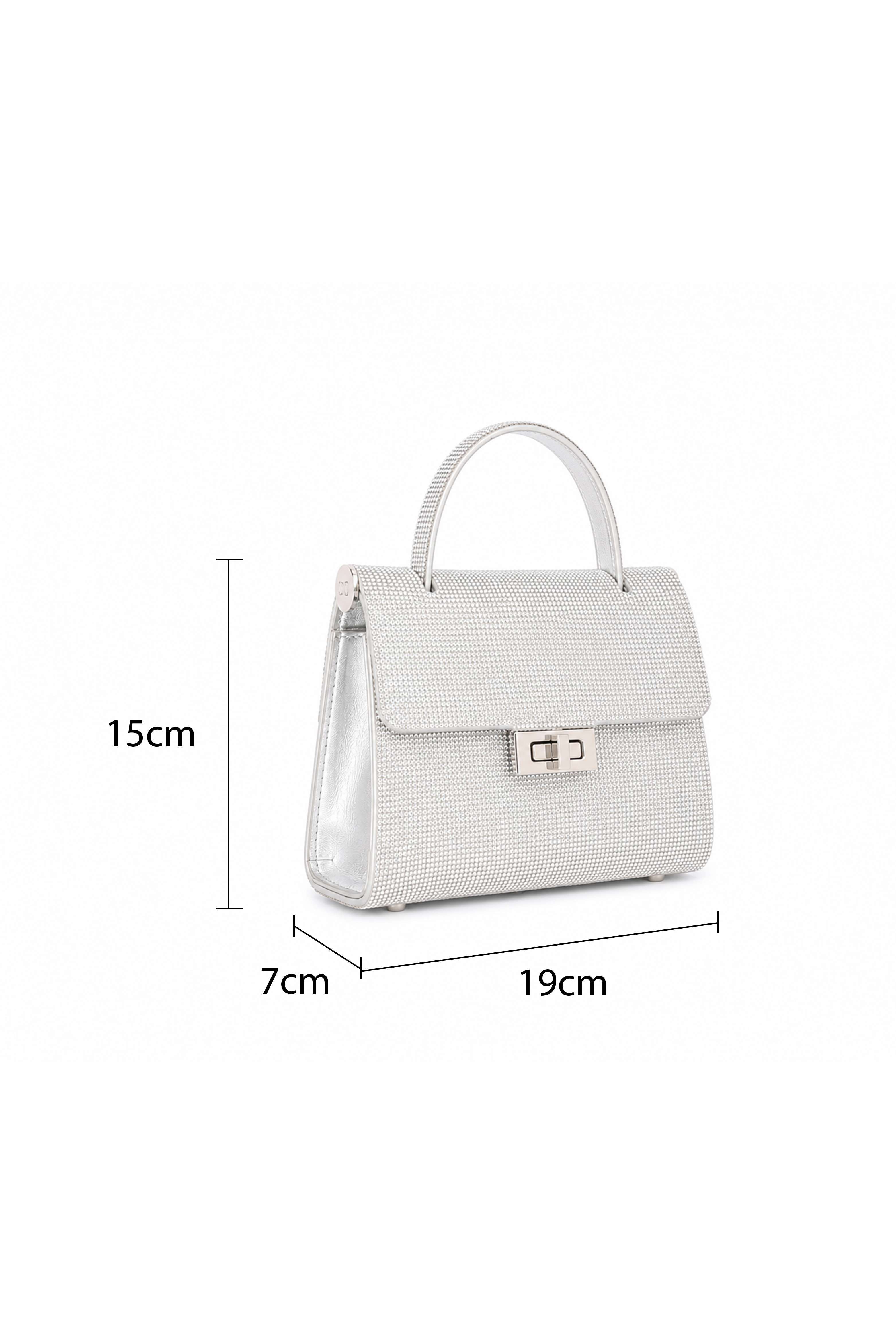 Kitise Rhinestone Top Handle Turn Lock Closure Clutch Evening Crossbody Bag