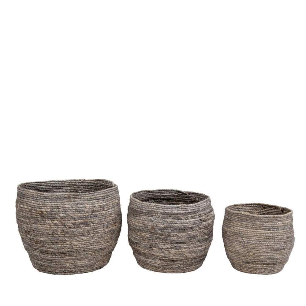 TIVOLI - Lot de 3 paniers en feuille de maïs naturel