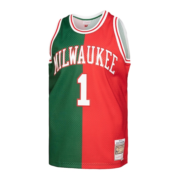 Oscar Robertson Milwaukee Bucks Hardwood Classics 1971/72 Split Swingman Jersey - Green/Red