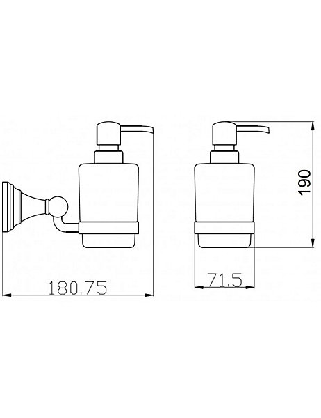 Distributeur de savon rétro MORAVA en laiton chromé et céramique 18,1x7,15 x19 cm