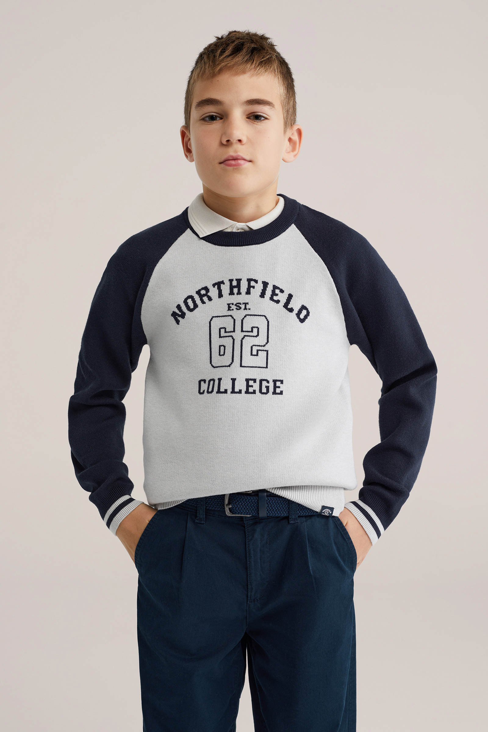 Jongens gebreide trui met colourblock