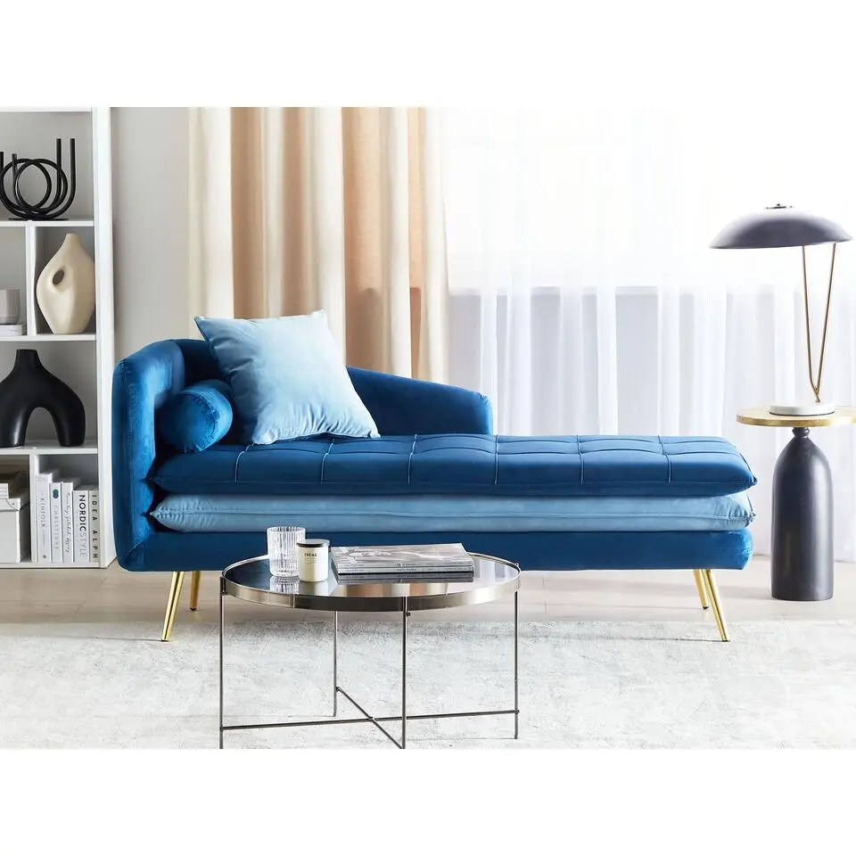 GONESSE - Chaise longue - Blauw - Fluweel
