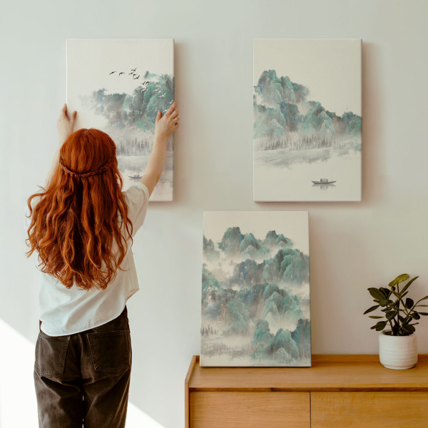 Obraz canvas 3 częściowy Japandi pejzaż | 3x40x60 | Wallfluent