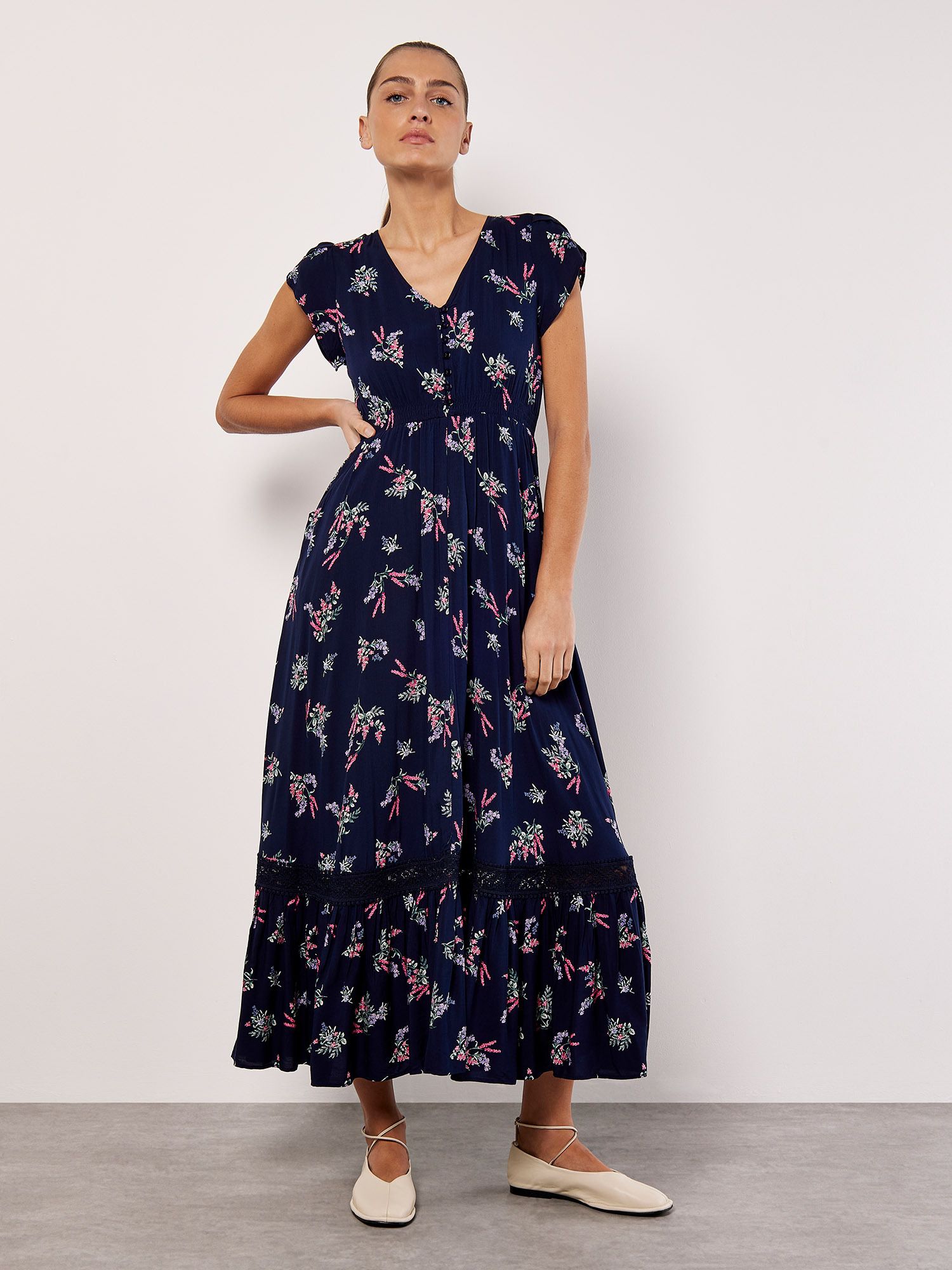 Apricot Botanical Bunches Maxi Dress