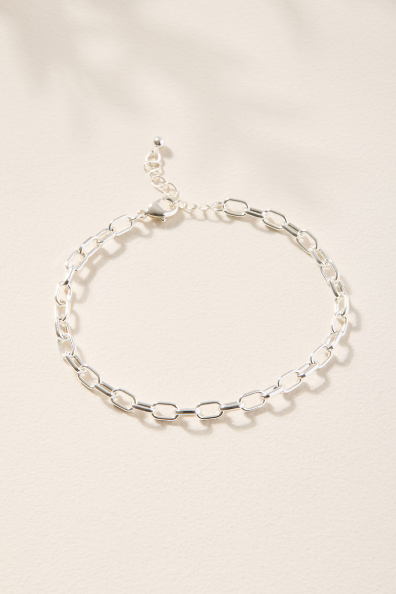 Paperclip Chain Charm Bracelet Base?Silver