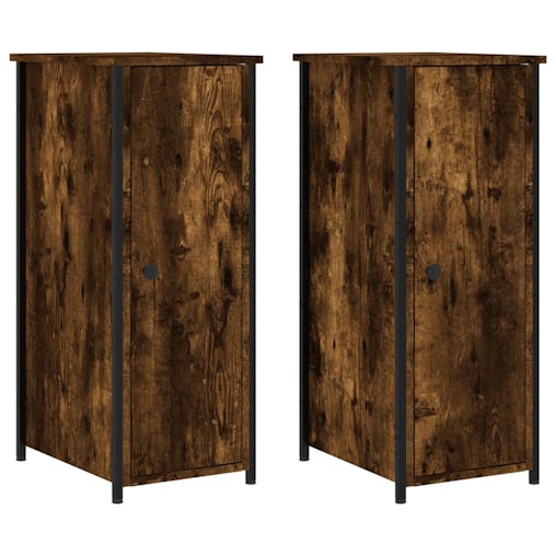 NNEVL Bedside Cabinets 2 pcs Smoked Oak 32x42x80 cm Engineered Wood