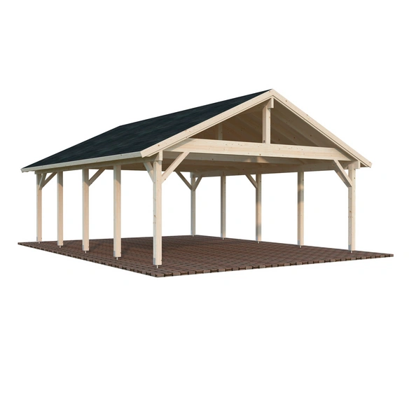 Carport »Robert«, Aufstellmaße BxTxH: 637 x 764 x 363 cm, tauchgrundiert, Holz