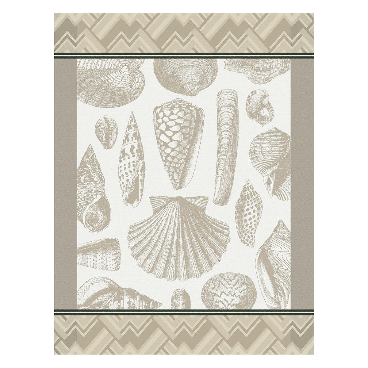 COQUILLAGE - Torchon en coton sable 60 x 80